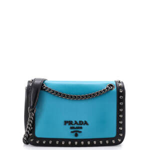 Prada Small Chain Flap Bag Studded Glace Calf